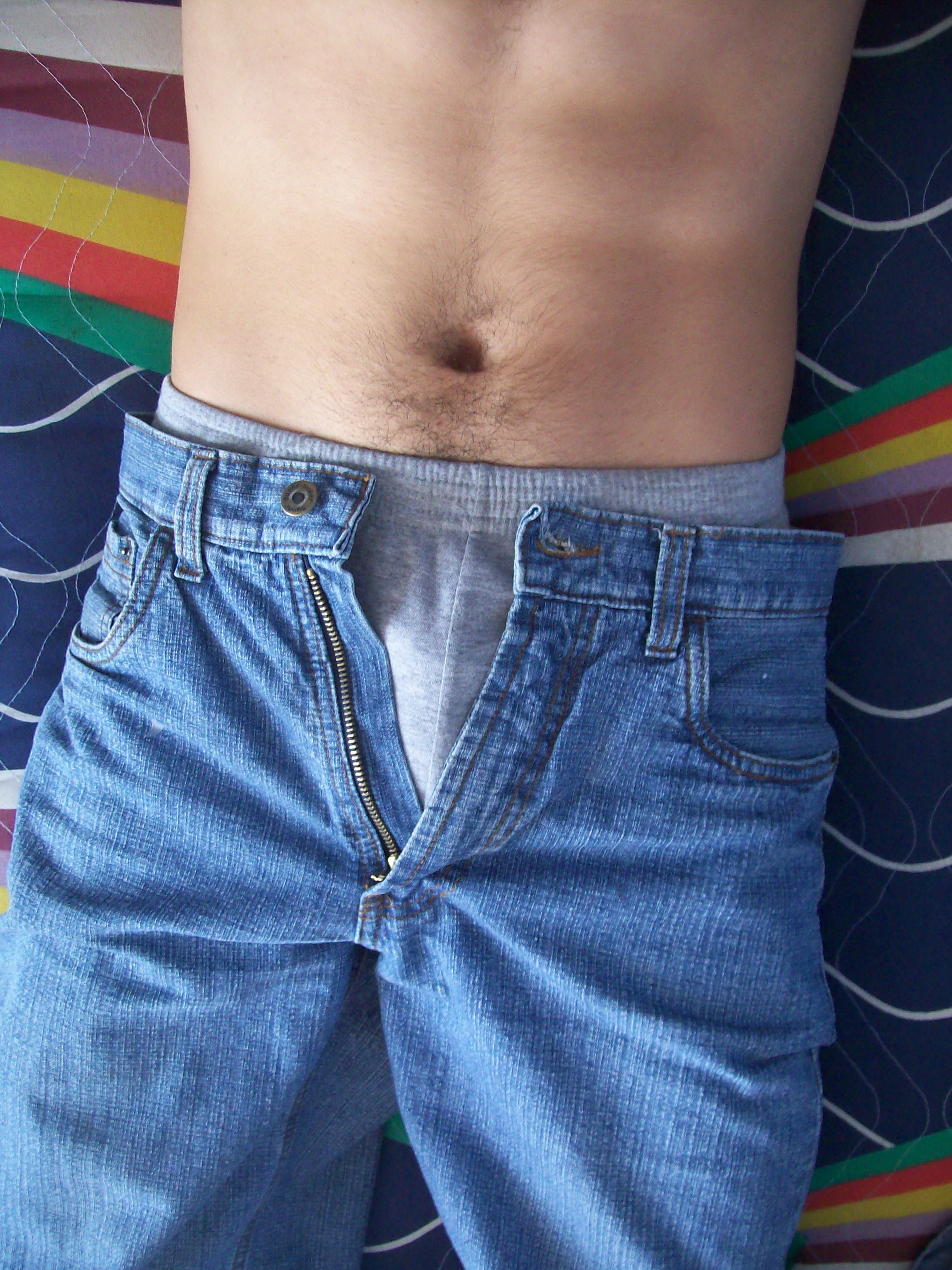 very sexy boy with open jean and