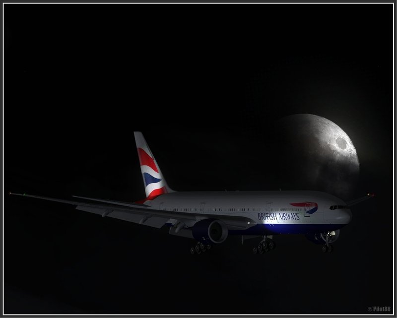 B773ER landing in Heathrow