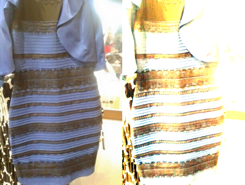 Золотисто белое платье или сине черное фото