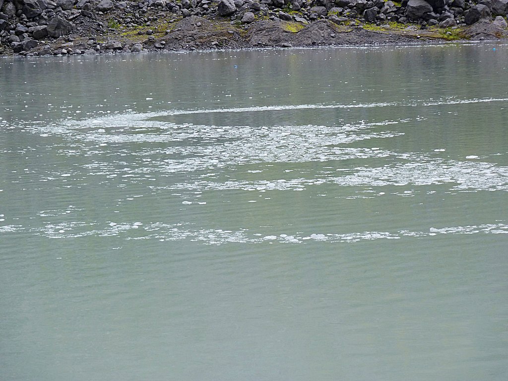 Льдины, плавающие по озеру