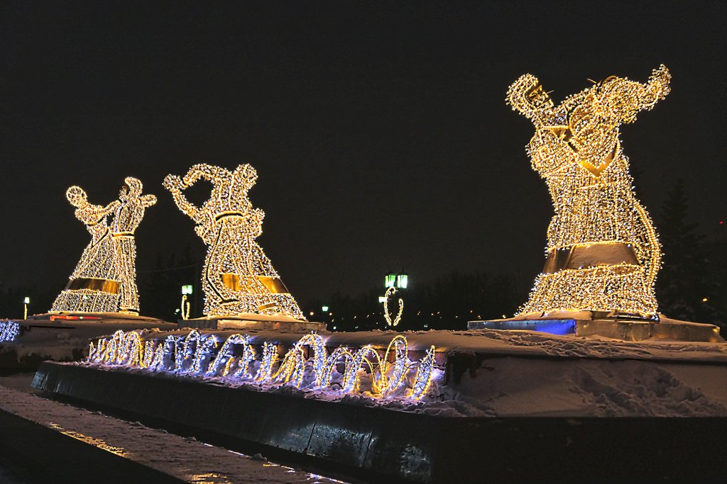 Световые фигуры в Парке Победы